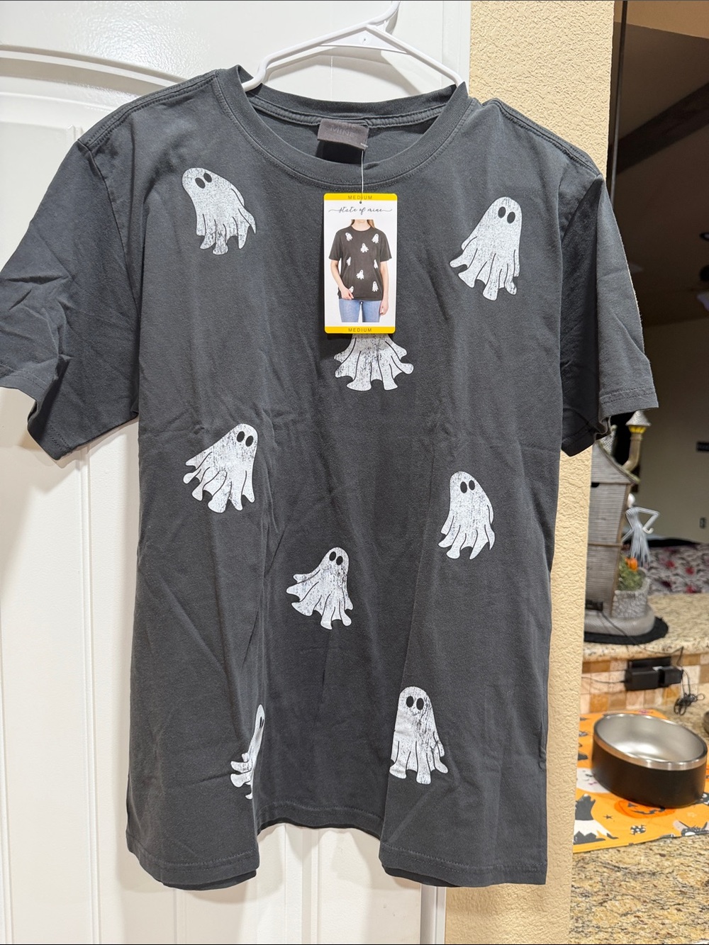 State of Mind Black Tee with White Ghost Prints